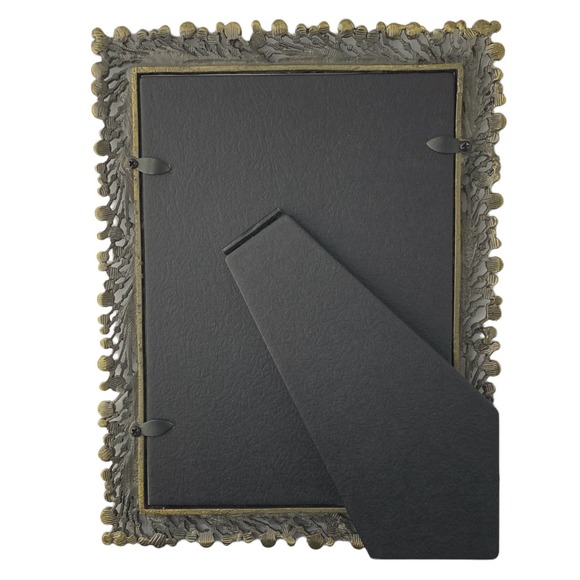 Brass Rectangular Picture Frame, Austrian Crystals, Tabletop, Holds 5 x 7 Photo - Picture 4 of 5